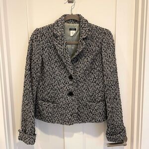 J Crew Tweed Black and White Blazer 4